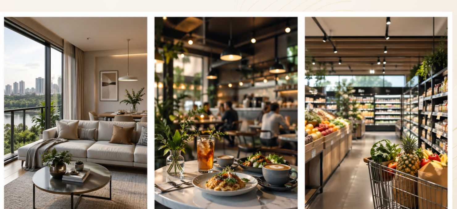 Lucerne Grand curated retail, dining and supermarket at Level 1